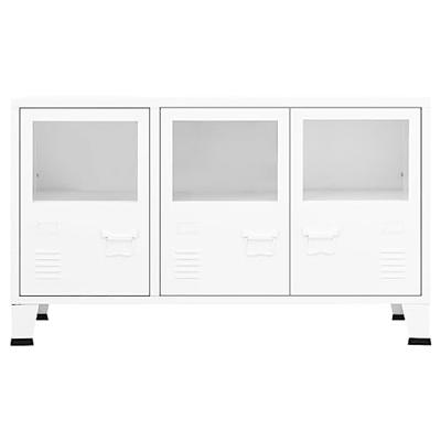 Dressoir 105x35x62 cm metaal en glas wit