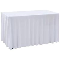 VidaXL 2 st tafelhoezen stretch met rok 243x76x74 cm wit - thumbnail