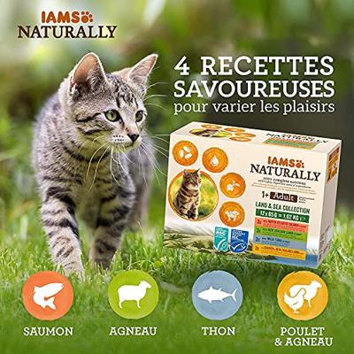 Iams Naturally Adult Land & Sea Collection in gravy natvoer kat (12x85gr) 48 x 85 g