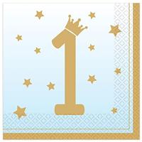 Blauwe Servetten Verjaardag 1 Jaar Sterretjes (16st) - thumbnail