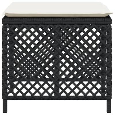 Tuinkrukken 4 st met kussens 41x41x36 cm poly rattan zwart