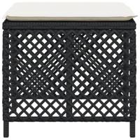 Tuinkrukken 4 st met kussens 41x41x36 cm poly rattan zwart - thumbnail