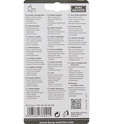 Burg Wächter 36041 Hangslot 29.70 mm Verschillend sluitend Aluminium Sleutelslot