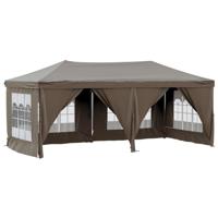 Partytent inklapbaar met zijwanden 3x6 m taupe - thumbnail