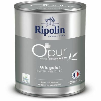 O'PUR verf voor muren, houtwerk & radiatoren - RIPOLIN - 472824 - Kiezelgrijs - Fluweel satijn - 2 L