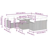9-delige Loungeset met kussens poly rattan bruin - thumbnail