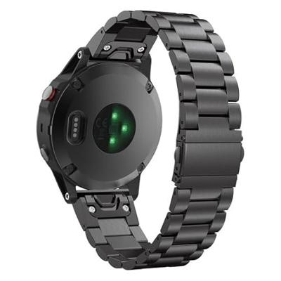 By Qubix - Stalen schakelband - Zwart - Compatible met Garmin Fenix 8-51mm - Compatible Garmin bandje
