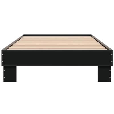Bedframe bewerkt hout en metaal zwart 75x190 cm