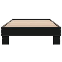 Bedframe bewerkt hout en metaal zwart 75x190 cm - thumbnail