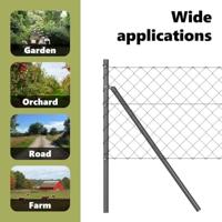 VidaXL Afrasteringspaal grijs 25 x 0,8 m (60 x 60 mm gaas) staal - thumbnail