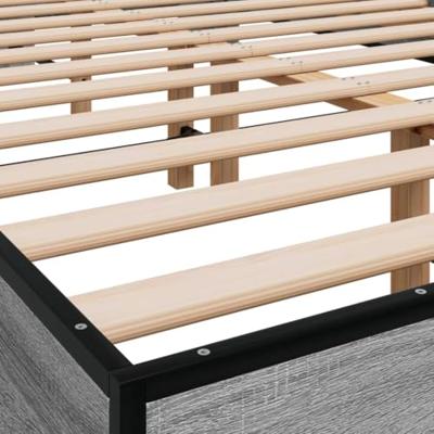 Bedframe bewerkt hout metaal grijs sonoma eiken 140x200 cm