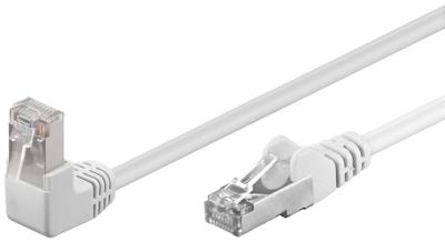 Goobay 94180 CAT.5e F/UTP patchkabel 90° naar boven gebogen, recht/boven schuine netwerkkabel, dubbel afgeschermd, 3 meter, wit