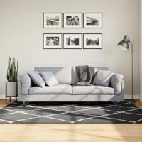 VidaXL Vloerkleed shaggy hoogpolig modern 140x200 cm zwart en crème - thumbnail