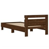 Bedframe met hoofdbord zonder matras bruin eiken 100x200 cm - thumbnail