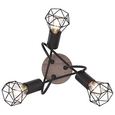 Globo PlafondlampXara I zwart met hout 3-lichts - 54802S-3DH