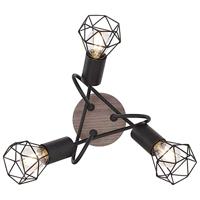 Globo PlafondlampXara I zwart met hout 3-lichts - 54802S-3DH - thumbnail