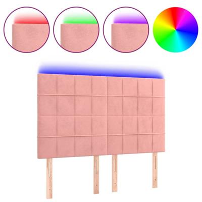 Hoofdbord LED 144x5x118/128 cm fluweel zwart