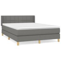 Boxspring met matras stof donkergrijs 140x200 cm - thumbnail