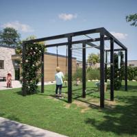 Moderne Pergola Hout Met Schommel, Fitness en Waslijnen - thumbnail