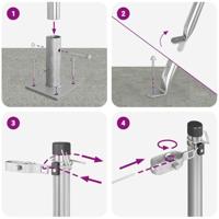 VidaXL Afrasteringspaal 7 pcs zilver staal - thumbnail