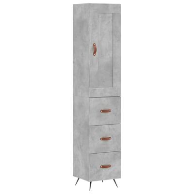Hoge kast 34,5x34x180 cm bewerkt hout betongrijs