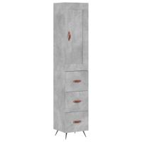 Hoge kast 34,5x34x180 cm bewerkt hout betongrijs - thumbnail