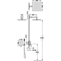 Regendoucheset Inbouw Tres Project 30 cm Vierkant Met Wandarm en Handdoucheset met Staafhanddouche RVS Tres - thumbnail