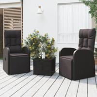 3-delige Loungeset poly rattan en staal zwart - thumbnail