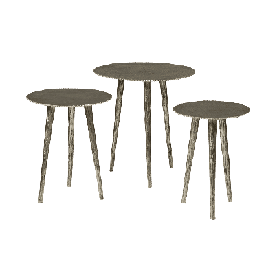 RENEW Bijzettafel 'Liam' Set van 3 stuks, kleur Zilver