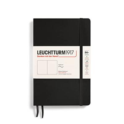 Leuchtturm Black, Softcover, Paperback (B6+), 123 p., plain