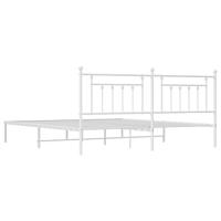 Bedframe met hoofdbord metaal wit 193x203 cm - thumbnail