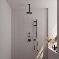 Thermostatisch Inbouwdoucheset Brauer Black 20 cm Hoofddouche Plafondarm Staafhanddouche op Glijstang Mat Zwart Brauer - thumbnail