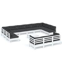 14-delige Loungeset met kussens grenenhout wit - thumbnail