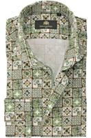 Circle of Gentlemen Overhemd Din Tegel Print Groen Cutaway Slim Fit - thumbnail