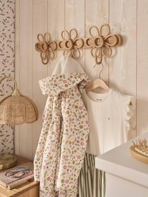 Rotan kapstokhaak 3 bloemen hout Rotan kapstokhaak 3 bloemen hout