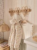 Rotan kapstokhaak 3 bloemen hout - thumbnail