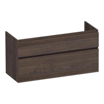 Brauer Delight - Onderkast - 120 cm - met 2 Softclose Lades Greeploos en 2 Sifon Uitsparingen - Lamellen Eiken Zwart