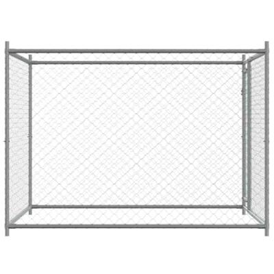 Hondenhok met deur 2x2x1,5 m gegalvaniseerd staal grijs