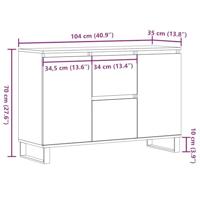 Dressoir 104x35x70 cm bewerkt hout artisanaal eikenkleurig - thumbnail