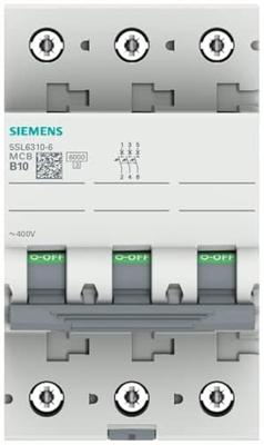 Siemens 5SL63106 Siemens Dig.Industr. Zekeringautomaat 3-polig 10 A 400 V