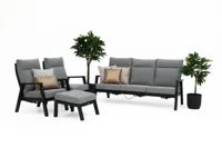 Trestino stoel-bank loungeset lectoure 3-zits zwart - thumbnail