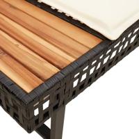 Tuinbank met kussens L-vormig poly rattan en acaciahout zwart - thumbnail