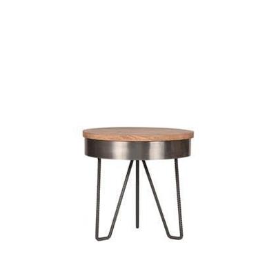 LABEL51 Bijzettafel Saran - Grijs - Mangohout - 44 cm - Rond