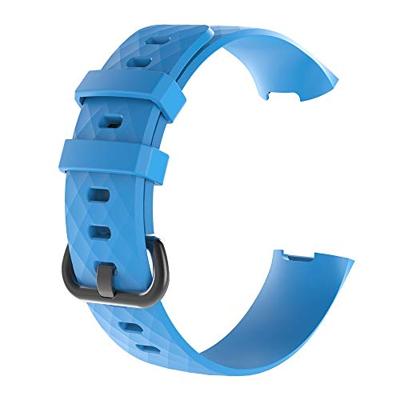 Fitbit Charge 3 & 4 siliconen diamant pattern bandje - Maat: Large - licht blauw - thumbnail