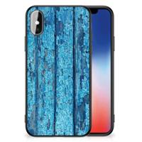iPhone X | Xs Houten Print Telefoonhoesje Wood Blue - thumbnail