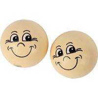 Creativ Company Houten ballen met gezichten, d 22 mm, licht beige, 10 stuk/ 1 doos - thumbnail