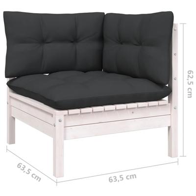 9-delige Loungeset met kussens massief grenenhout wit - thumbnail