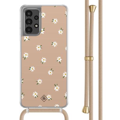 Samsung Galaxy A13 4G hoesje met beige koord - Sweet daisies Samsung Galaxy A13 4G hoesje met beige koord - Sweet daisies