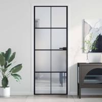 VidaXL Binnendeur smal 76x201,5 cm gehard glas en aluminium zwart - thumbnail