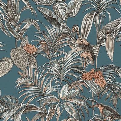 Dutch Wallcoverings Wallstitch/Bs1 Bird Of Paradise Blu - Blauw